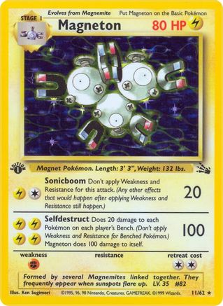 Magneton (11) 011/62  - 1st Edition Holofoil Fossil - Holo Rare