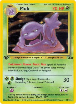Muk (13) 013/62  - 1st Edition Holofoil Fossil - Holo Rare