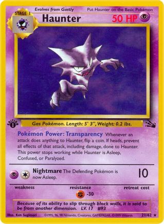 Haunter (21) 021/62  - 1st Edition Fossil - Rare