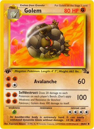 Golem 036/62  - Unlimited Fossil - Uncommon