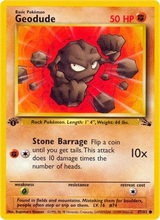 Geodude 047/62  - 1st Edition Fossil - Common