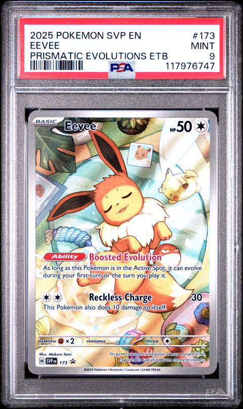 2025 POKEMON SVP EN-SV BLACK STAR PROMO #173 EEVEE PRISMATIC EVOLUTIONS ETB PSA 9