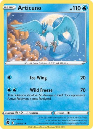 Articuno 036/195  - Reverse Holofoil SWSH12 Silver Tempest - Holo Rare