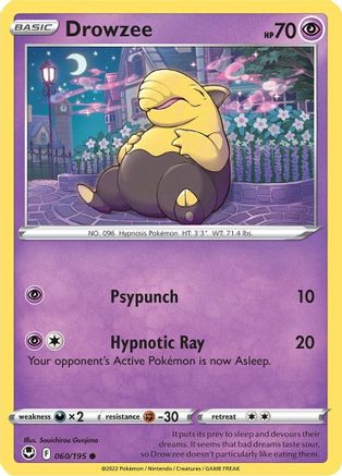 Drowzee 060/195  - Reverse Holofoil SWSH12 Silver Tempest - Common