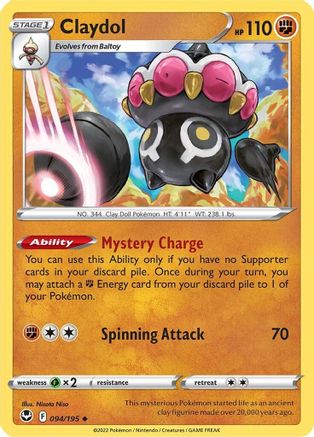 Claydol 094/195  - Reverse Holofoil SWSH12 Silver Tempest - Uncommon