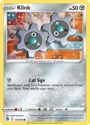 Klink 123/195  - Reverse Holofoil SWSH12 Silver Tempest - Common