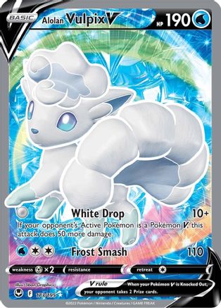 Alolan Vulpix V (Full Art) 173/195  - Holofoil SWSH12 Silver Tempest - Ultra Rare