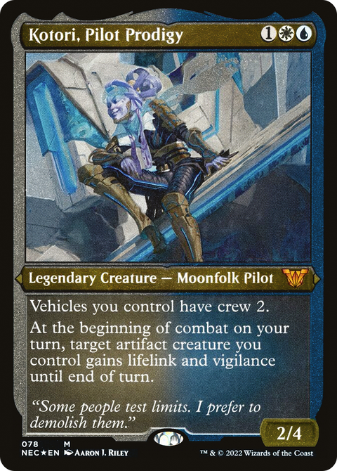 Kotori, Pilot Prodigy (Display Commander) - Thick Stock (NEC-078) - Neon Dynasty Commander Foil