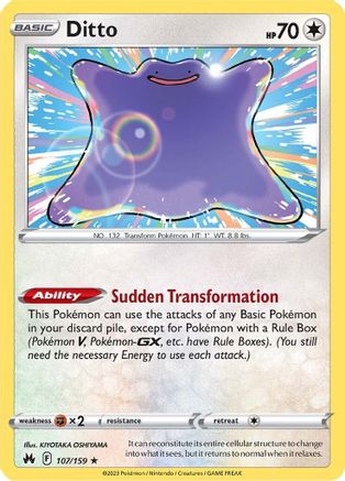 Ditto 107/159  - Reverse Holofoil Crown Zenith - Holo Rare