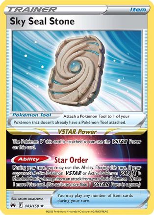 Sky Seal Stone 143/159  - Holofoil Crown Zenith - Holo Rare