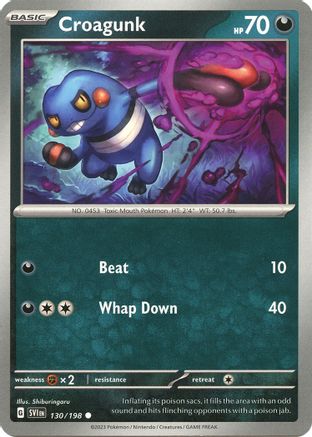 Croagunk 130/198  - Reverse Holofoil SV01 Scarlet & Violet Base Set - Common