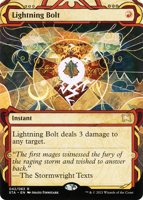 Lightning Bolt (STA-042) - Strixhaven Mystical Archive: (Showcase) (Borderless) Etched Foil