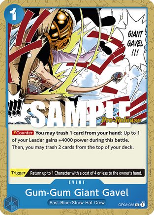 Gum-Gum Giant Gavel (OP03-055) - Pillars of Strength Pre-Release Cards