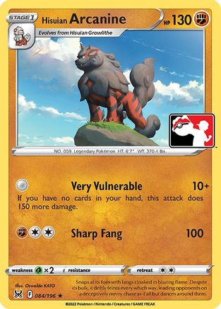 Hisuian Arcanine 084/196  Prize Pack Series Cards - Rare