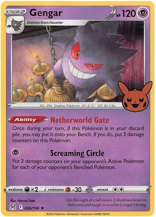 Gengar (2022 Copyright Date) 066/196  - Holofoil Trick or Trade BOOster Bundle 2023 - Holo Rare