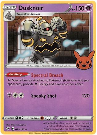 Dusknoir 071/185  - Holofoil Trick or Trade BOOster Bundle 2023 - Holo Rare