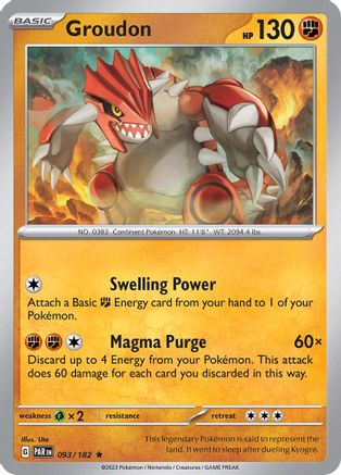 Groudon 093/182  - Reverse Holofoil SV04 Paradox Rift - Rare