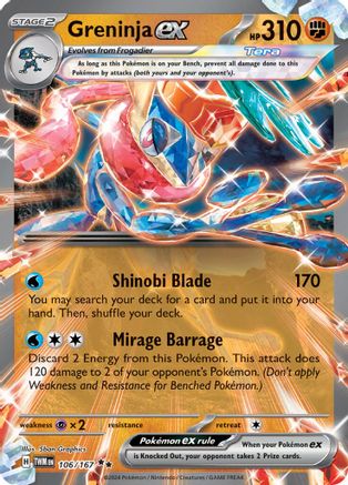 Greninja ex 106/167  - Holofoil SV06 Twilight Masquerade - Double Rare