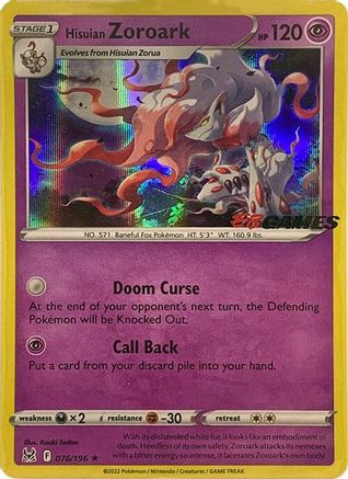Hisuian Zoroark 076/196  - Holofoil Miscellaneous Cards & Products - Promo