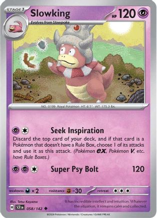 Slowking 058/142  - Reverse Holofoil SV07 Stellar Crown - Uncommon