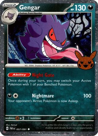Gengar (Cosmos Holo) 057/091  - Holofoil Trick or Trade BOOster Bundle 2024 - Holo Rare
