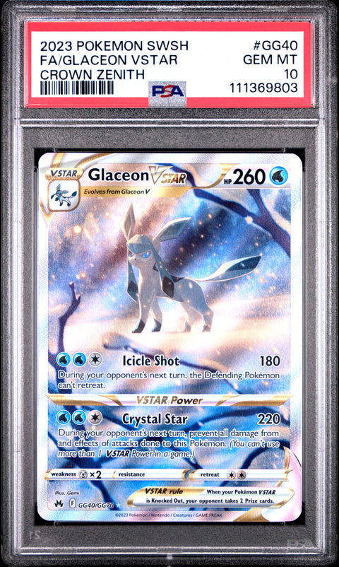 PSA 10 #GG40 GLACEON VSTAR FULL ART CROWN ZENITH