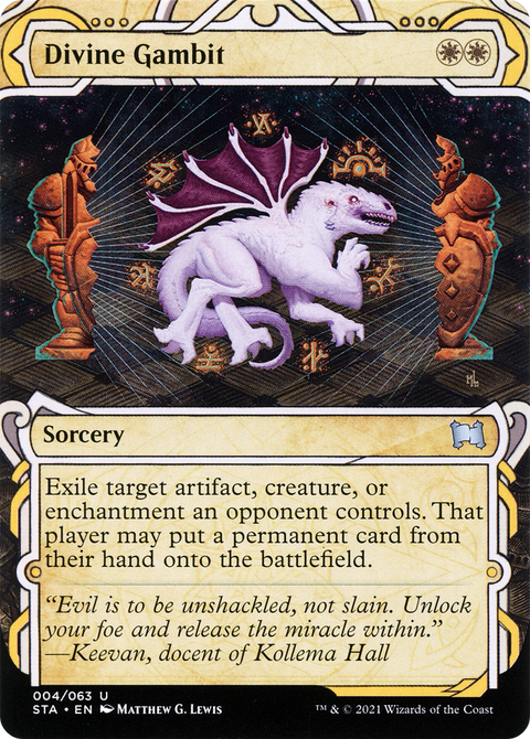 Divine Gambit (STA-004) - Strixhaven Mystical Archive: (Showcase) (Borderless) Etched Foil