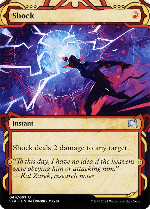 Shock (STA-044) - Strixhaven Mystical Archive: (Showcase) (Borderless) Etched Foil