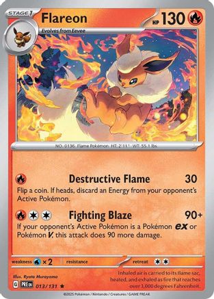 Flareon 013/131  - Reverse Holofoil SV Prismatic Evolutions - Rare