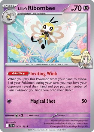Lillie's Ribombee 067/159  - Reverse Holofoil SV09 Journey Together - Rare