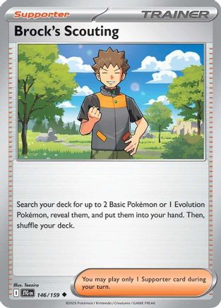 Brock's Scouting 146/159  - Reverse Holofoil SV09 Journey Together - Uncommon