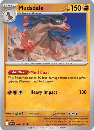 Mudsdale 108  - Reverse Holofoil SV10 Destined Rivals - Uncommon
