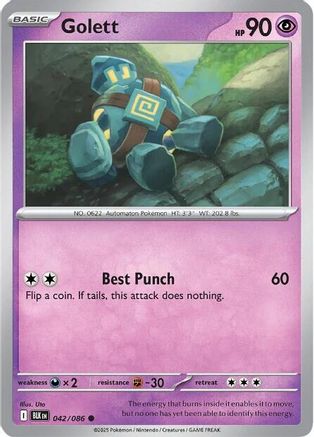 Golett 042/086  - Reverse Holofoil SV Black Bolt - Common