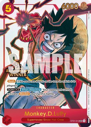 Monkey.D.Luffy - ST01-012 (3rd Anniversary Winner) (ST01-012) - One Piece Promotion Cards Foil
