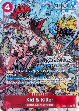 Kid & Killer (CS 25-26 Regionals Textured Chase Promo) (EB01-003) - One Piece Promotion Cards Foil