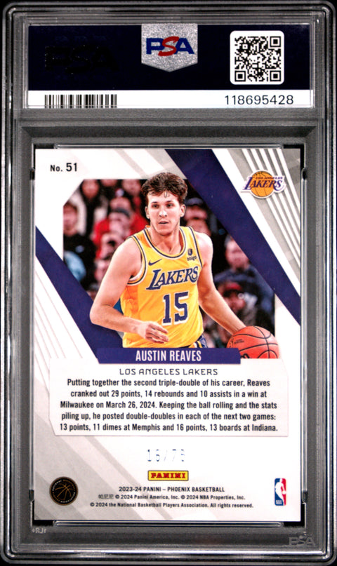 2023 PANINI PHOENIX #51 AUSTIN REAVES LAVA PSA 9