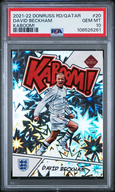 2021 PANINI DONRUSS ROAD TO QATAR KABOOM! #20 DAVID BECKHAM KABOOM! PSA 10