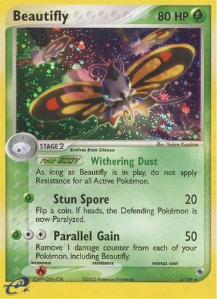 Beautifly 002/109  - Reverse Holofoil Ruby and Sapphire - Holo Rare