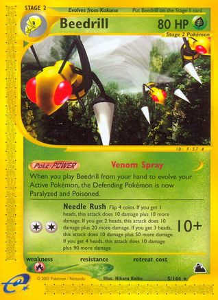 Beedrill (5) 005  - Reverse Holofoil Skyridge - Rare
