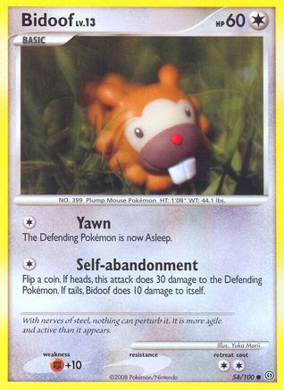 Bidoof 054/100  - Reverse Holofoil Stormfront - Common
