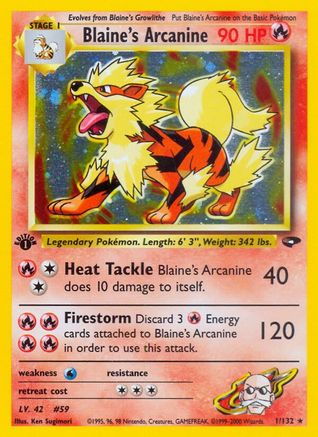 Blaine's Arcanine 001/132  - 1st Edition Holofoil Gym Challenge - Holo Rare