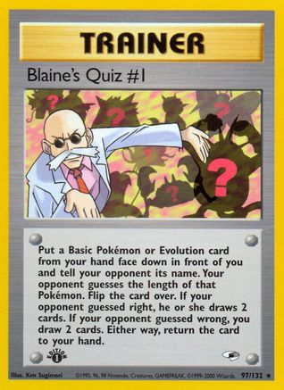 Blaine's Quiz #1 097/132  - Unlimited Gym Heroes - Rare