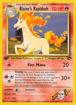 Blaine's Rapidash 033/132  - Unlimited Gym Challenge - Uncommon