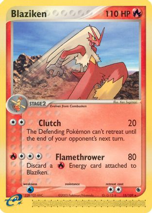 Blaziken 015/109  - Reverse Holofoil Ruby and Sapphire - Rare