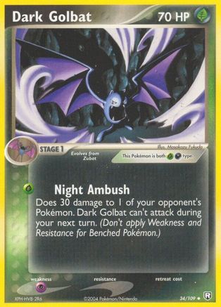 Dark Golbat 034/109  - Reverse Holofoil Team Rocket Returns - Uncommon