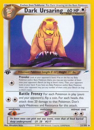 Dark Ursaring 021/105  - 1st Edition Neo Destiny - Rare