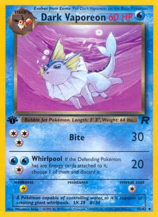 Dark Vaporeon 045/82  - 1st Edition Team Rocket - Uncommon