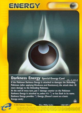 Darkness Energy 142  - Reverse Holofoil Aquapolis - Rare
