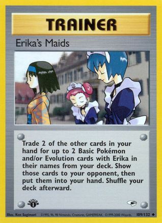 Erika's Maids 109/132  - 1st Edition Gym Heroes - Uncommon