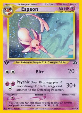 Espeon (1) 001/75  - 1st Edition Holofoil Neo Discovery - Holo Rare